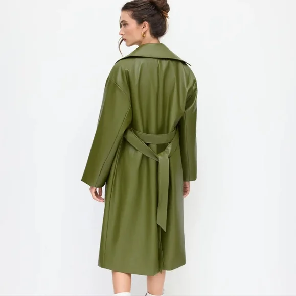 Pretty Little Thing Olive Green Women's Trench Coat Size 18 - Picture 2 of 7
